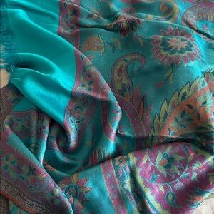 Floral Paisley Teal and Purple Scarf /Stole